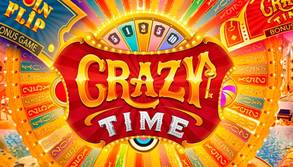 Top Slot reels showing locked-in multipliers above the Crazy Time logo